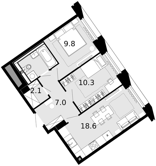 70 м², 2-комнатная квартира 16 500 000 ₽ - изображение 73