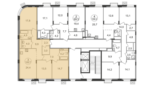 Квартира 105,7 м², 3-комнатная - изображение 2