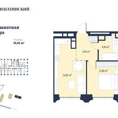 Квартира 39,8 м², 1-комнатная - изображение 2