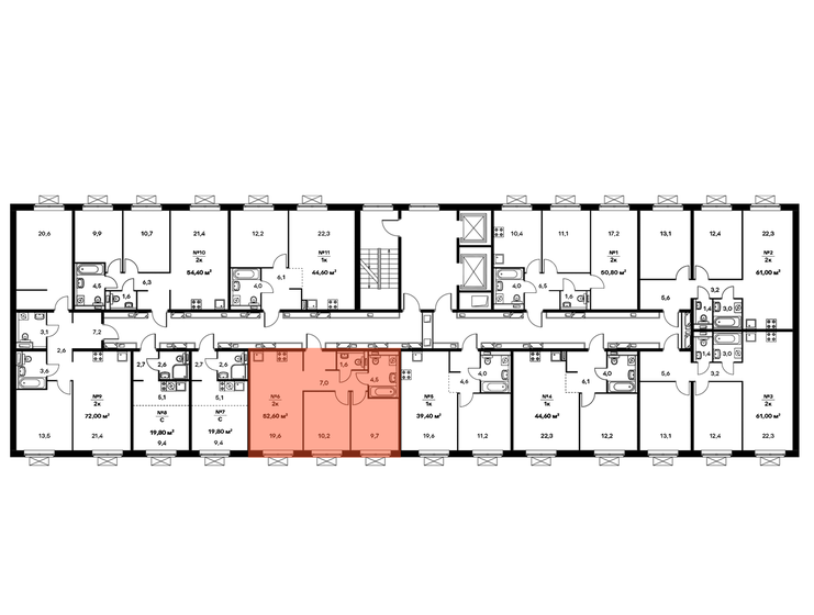 55,5 м², 2-комнатная квартира 16 100 550 ₽ - изображение 21