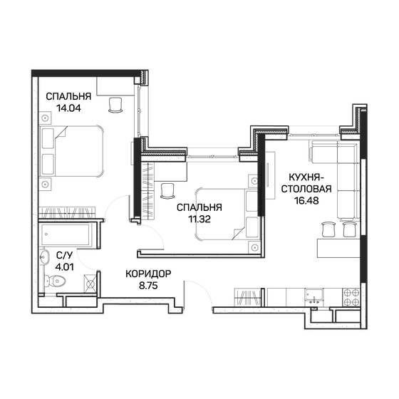 61 м², 3-комнатная квартира 12 500 000 ₽ - изображение 73