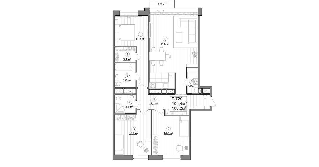 45 м², 2-комнатная квартира 13 500 000 ₽ - изображение 86