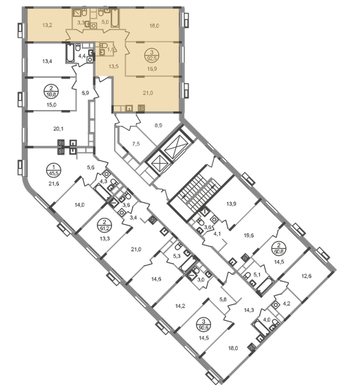 90,3 м², 3-комнатная квартира 28 754 986 ₽ - изображение 44