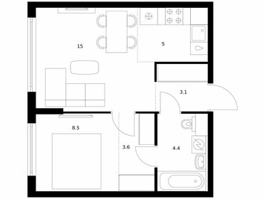 Квартира 39,6 м², 1-комнатная - изображение 1