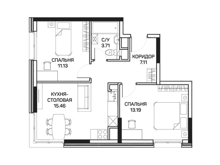 61 м², 3-комнатная квартира 12 500 000 ₽ - изображение 76