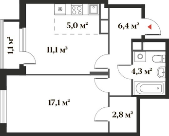 Квартира 46,7 м², 2-комнатная - изображение 1