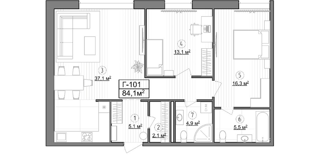 74,9 м², 2-комнатные апартаменты 23 664 656 ₽ - изображение 61