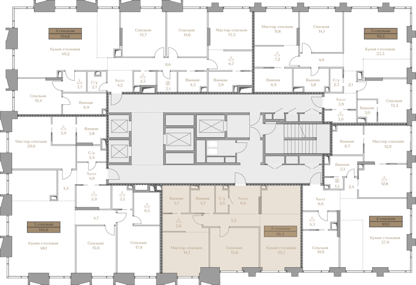 94,1 м², 2-комнатная квартира 111 734 000 ₽ - изображение 50