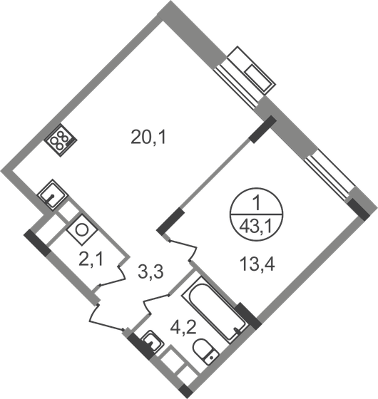 41,6 м², 1-комнатная квартира 11 839 042 ₽ - изображение 49