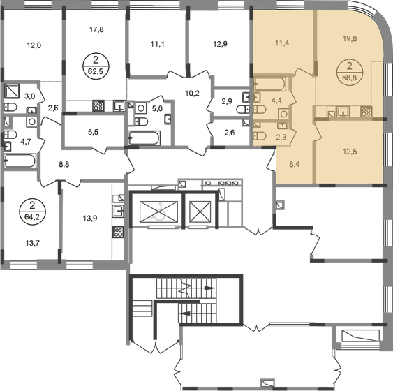 61,8 м², 2-комнатная квартира 17 238 498 ₽ - изображение 58