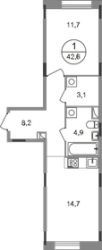 Квартира 42,6 м², 1-комнатная - изображение 1