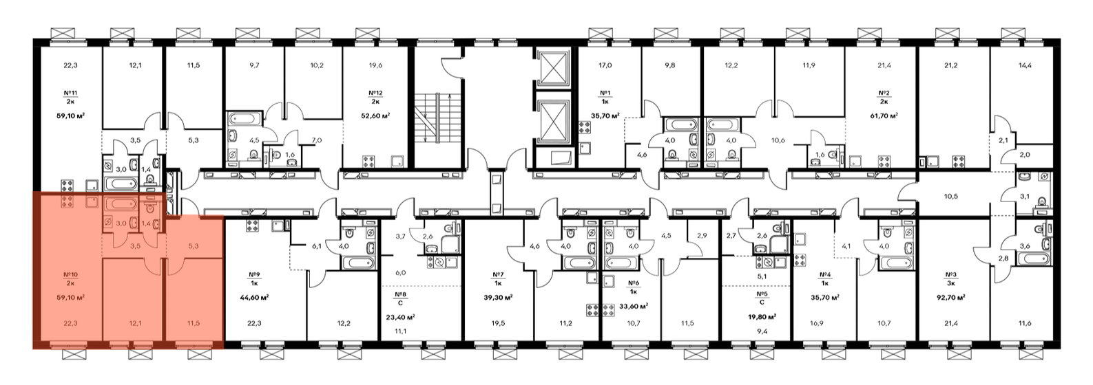 55,5 м², 2-комнатная квартира 16 100 550 ₽ - изображение 29