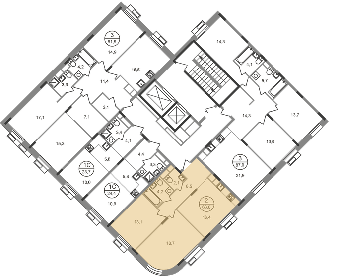 61,8 м², 2-комнатная квартира 17 238 498 ₽ - изображение 43