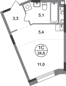 Квартира 24,8 м², студия - изображение 1