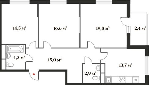 Квартира 86,7 м², 3-комнатная - изображение 1