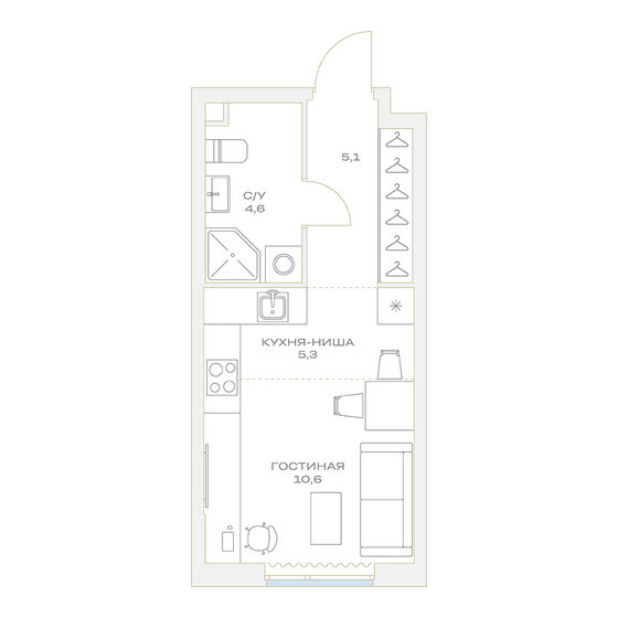 25,8 м², квартира-студия 5 956 966 ₽ - изображение 31