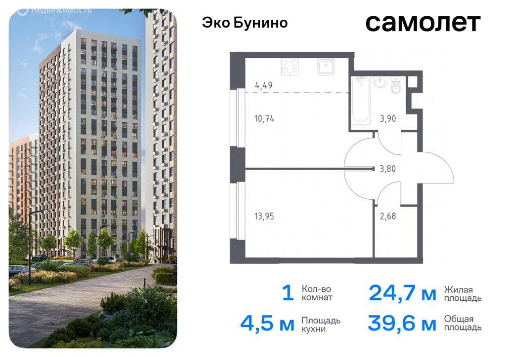 Варианты планировок ЖК «Эко Бунино» - планировка 7