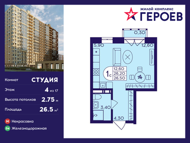 Квартира 26,5 м², студия - изображение 1