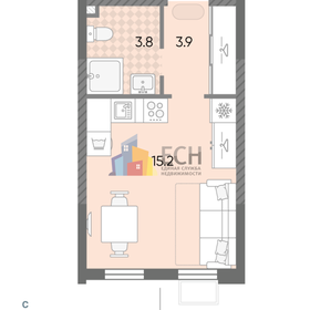 Квартира 22,6 м², 1-комнатная - изображение 4