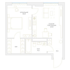 Квартира 39,2 м², 1-комнатная - изображение 2