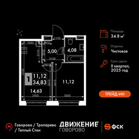 Квартира 34,8 м², 1-комнатные - изображение 1