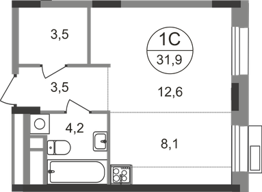 Квартира 31,9 м², студия - изображение 1