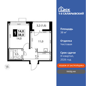 Квартира 38 м², 1-комнатная - изображение 1