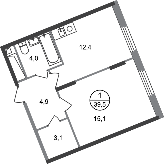 39,5 м², 1-комнатная квартира 11 494 281 ₽ - изображение 17