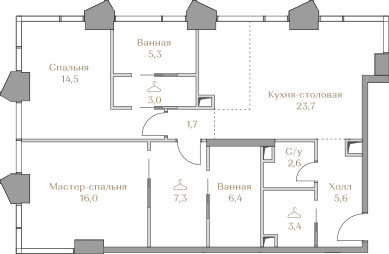 74,4 м², 3-комнатная квартира 49 000 000 ₽ - изображение 132