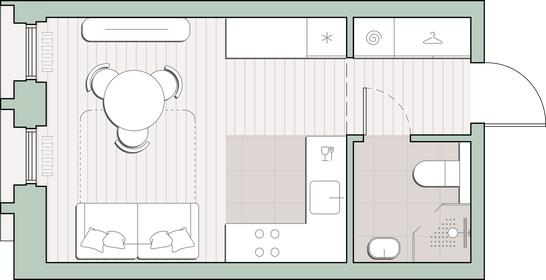 Квартира 22,9 м², студия - изображение 1