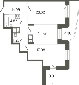 Квартира 74,8 м², 2-комнатная - изображение 1