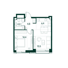 Квартира 43 м², 1-комнатная - изображение 2