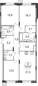 Квартира 104,6 м², 3-комнатная - изображение 1