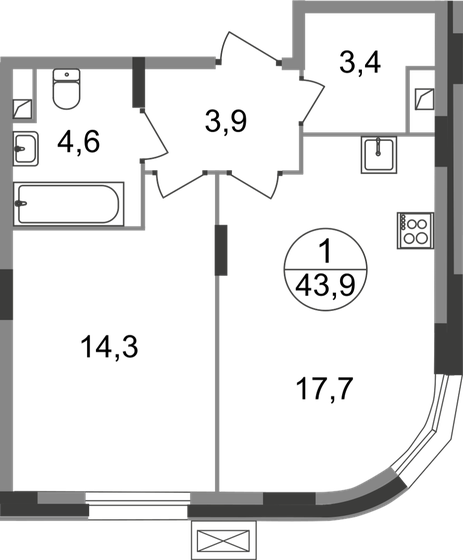 41,6 м², 1-комнатная квартира 11 839 042 ₽ - изображение 39