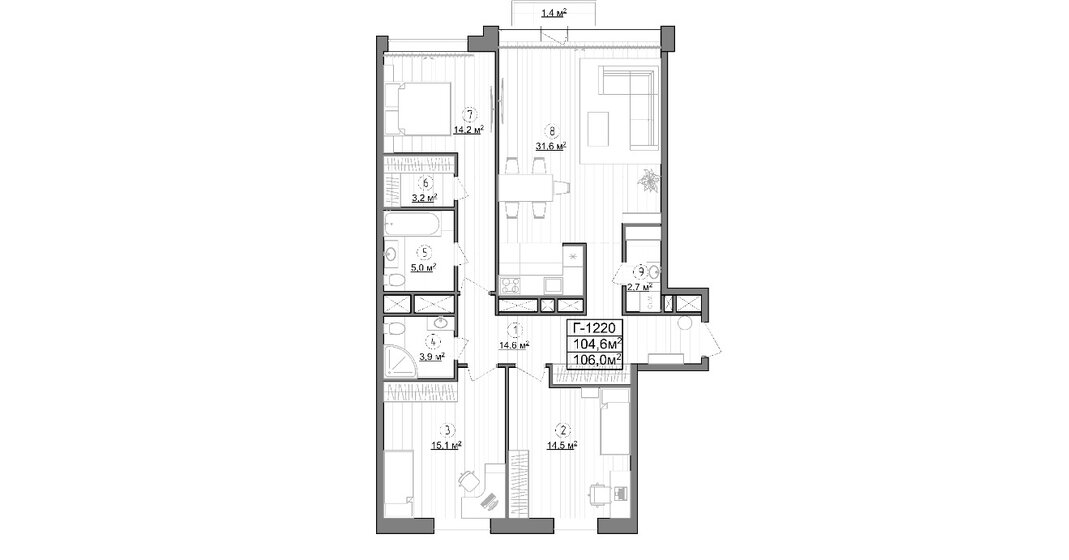 45 м², 2-комнатная квартира 13 500 000 ₽ - изображение 106