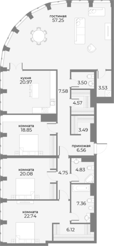 193,2 м², апартаменты-студия 347 760 000 ₽ - изображение 129