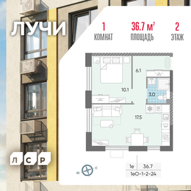 Квартира 36,7 м², 1-комнатная - изображение 1