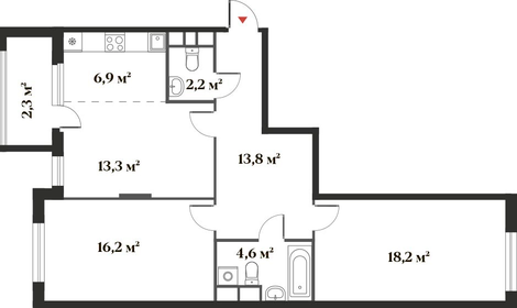 Квартира 74,6 м², 3-комнатная - изображение 1