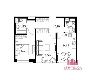 Квартира 62,8 м², 2-комнатная - изображение 1