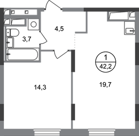 Квартира 42,2 м², 1-комнатная - изображение 1