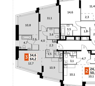 Квартира 64,2 м², 3-комнатная - изображение 1