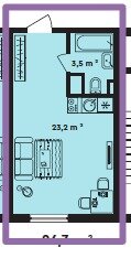 Квартира 26,3 м², студия - изображение 1