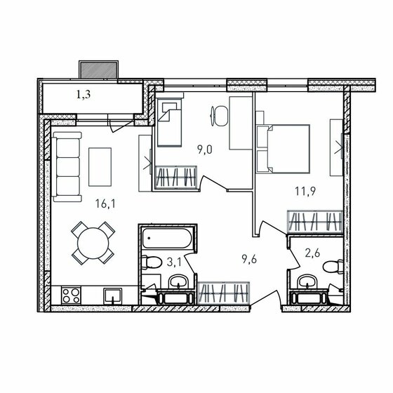 54,1 м², 2-комнатная квартира 10 820 000 ₽ - изображение 20