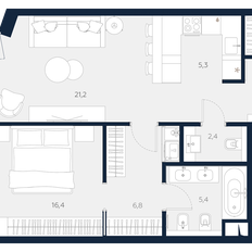 Квартира 65,1 м², 1-комнатные - изображение 3