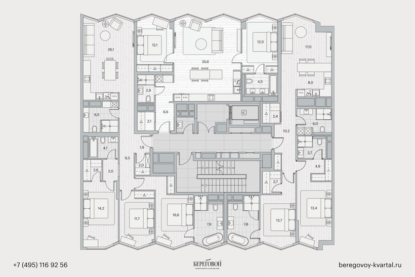 90,5 м², 3-комнатная квартира 50 372 500 ₽ - изображение 27