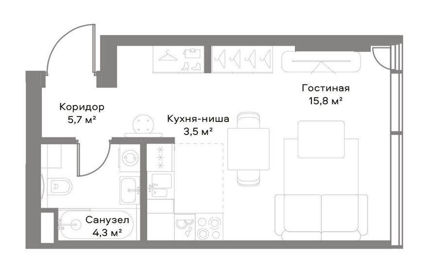 23,8 м², апартаменты-студия 27 000 000 ₽ - изображение 100