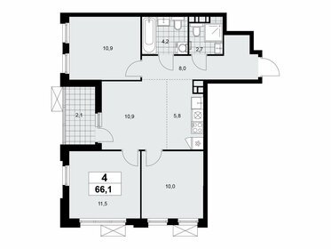 Квартира 66,1 м², 4-комнатная - изображение 1