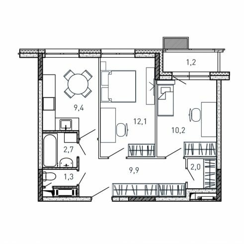 50,2 м², 2-комнатная квартира 6 800 000 ₽ - изображение 54