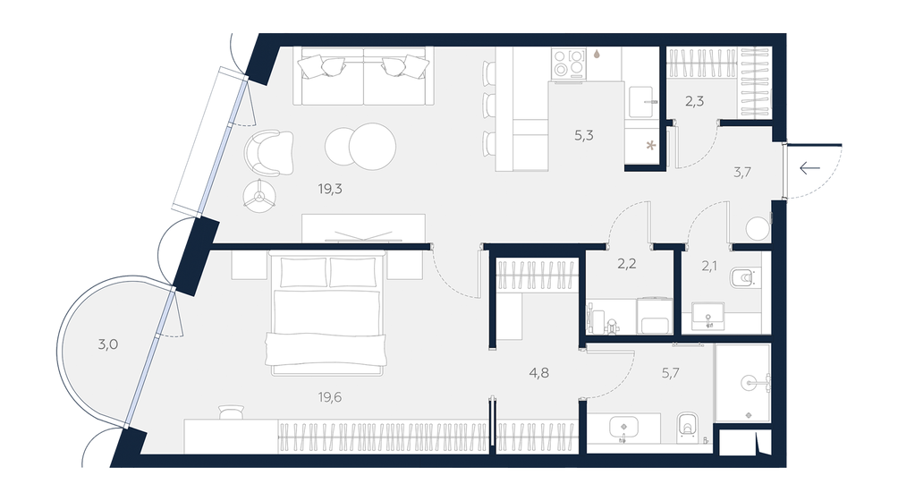 68,9 м², 2-комнатная квартира 43 500 000 ₽ - изображение 98