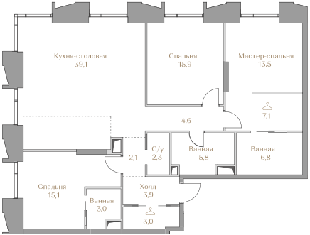 143,6 м², 4-комнатная квартира 137 000 000 ₽ - изображение 145